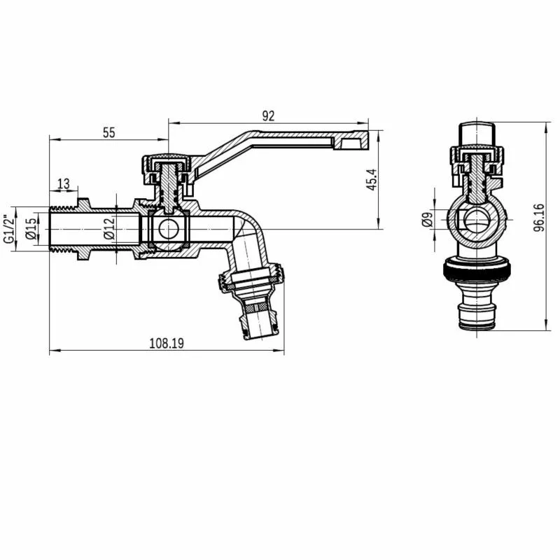 Кран кульовий незамерзаючий Thermo Alliance Forte ANTIFROST 1/2" латунь 150x35x95 мм