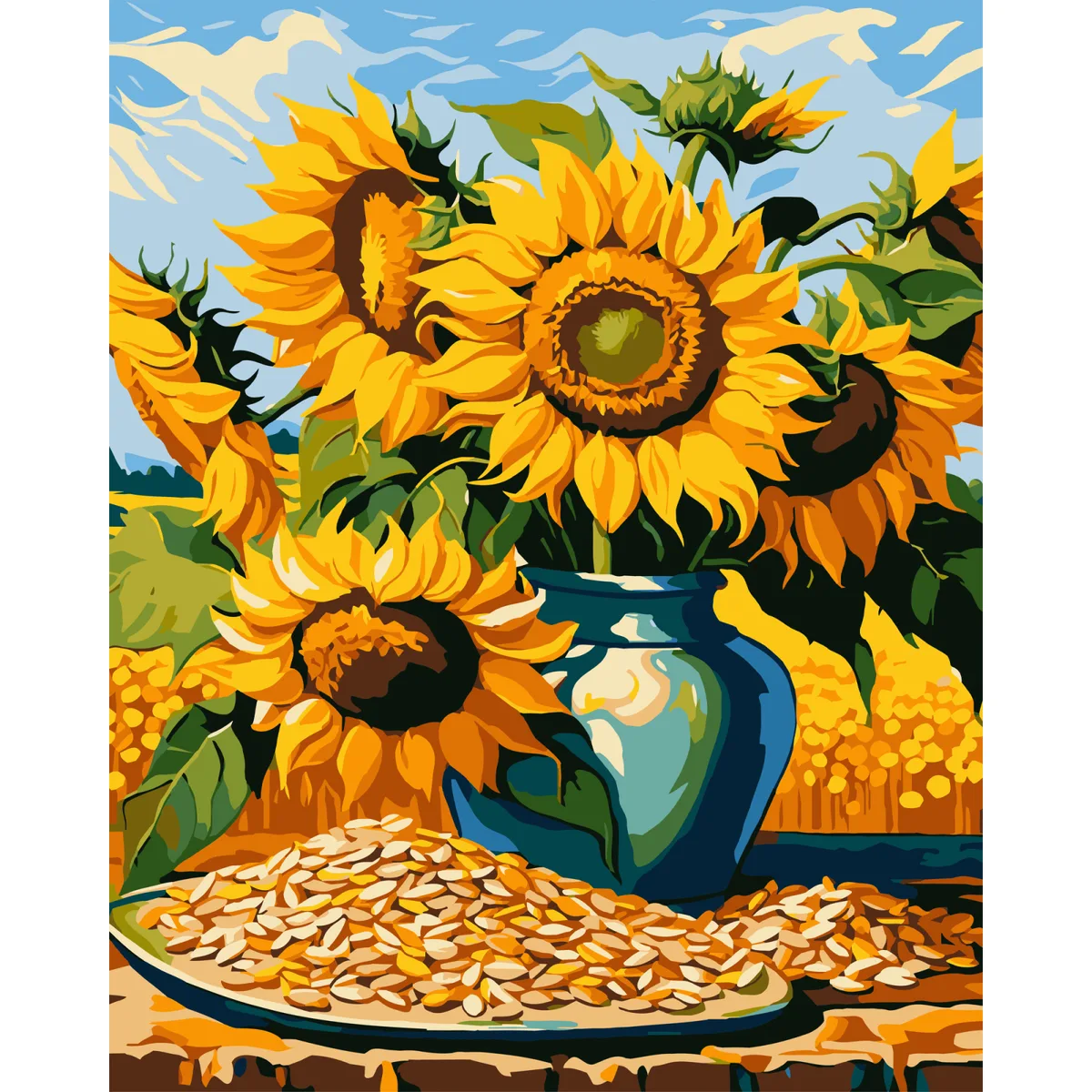 Картина за номерами 40х50 см Соняшники у вазі акрилове полотно