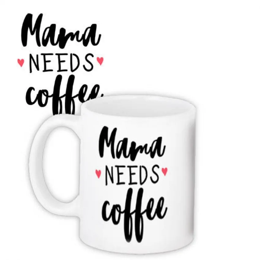 Чашка керамічна біла 9,5х8 см Mama needs coffee