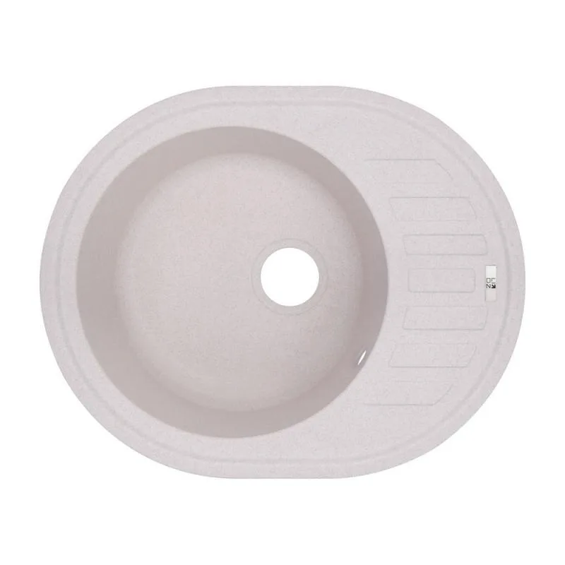 Кухонная мойка Lidz 620x500 овальная искусственный камень светло бежевый с крылом