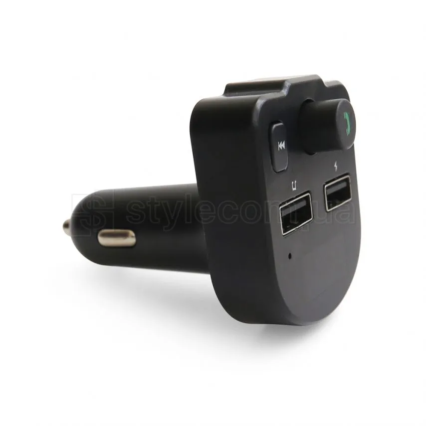 FM-трансмітер Bluetooth пластик чорний 4 порти USB mini-jack слот для карти пам'яті