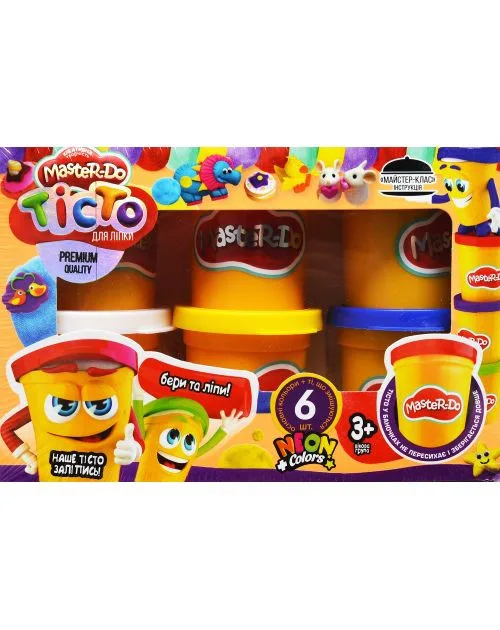 Дитяче тісто для ліплення Danko Toys гіпоалергенне 6 баночок по 50 г різнокольорове
