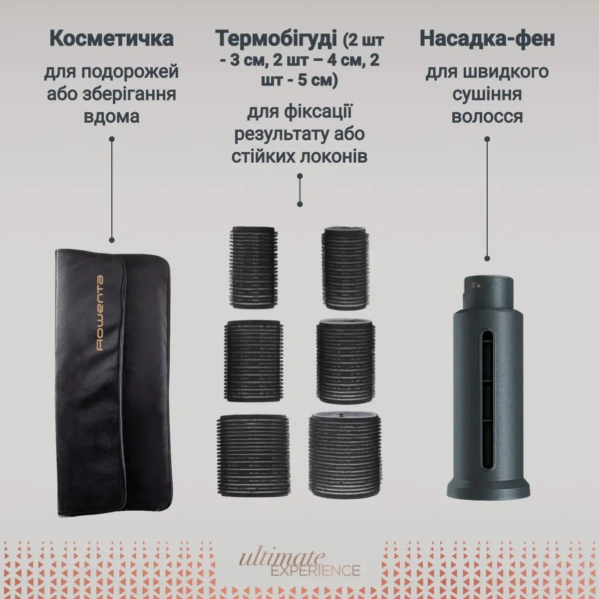 Фен-щетка Rowenta Air Rotate 1300 Вт 4 режима 3 насадки ионизация керамика черная