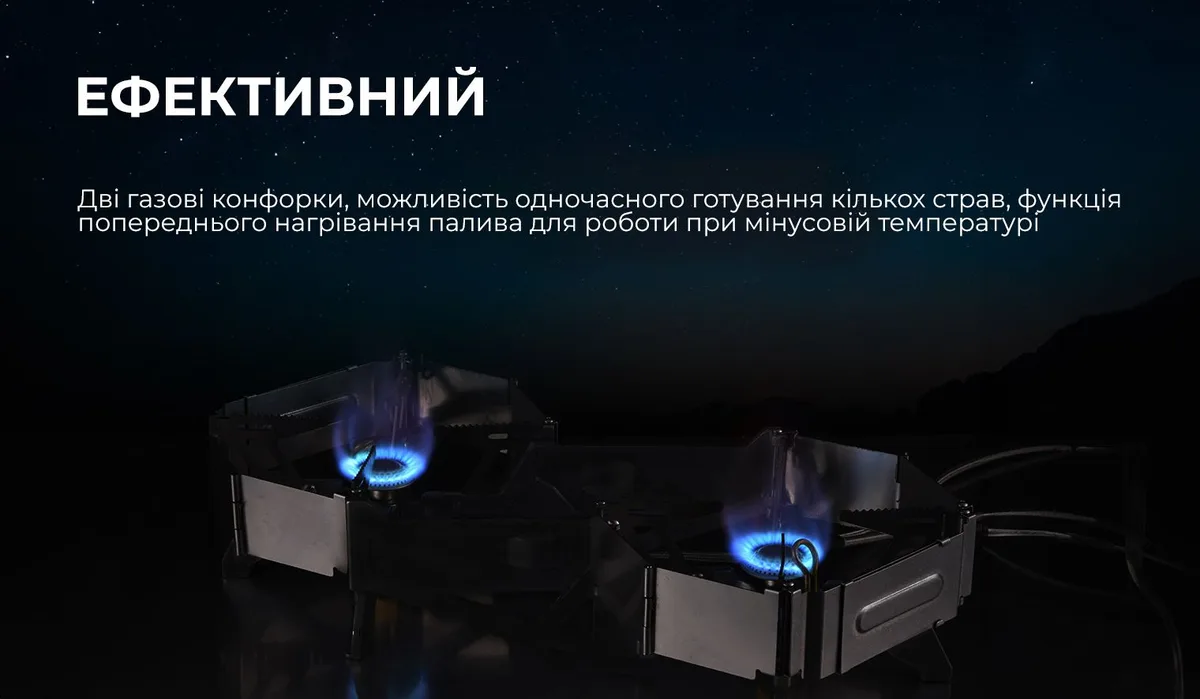 Газовий пальник подвійний BRS-32 нержавіюча сталь 415х187х95 мм