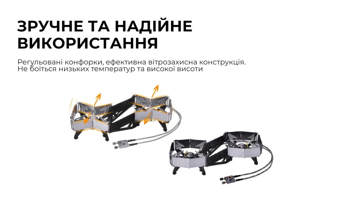 Газовий пальник подвійний BRS-32 нержавіюча сталь 415х187х95 мм