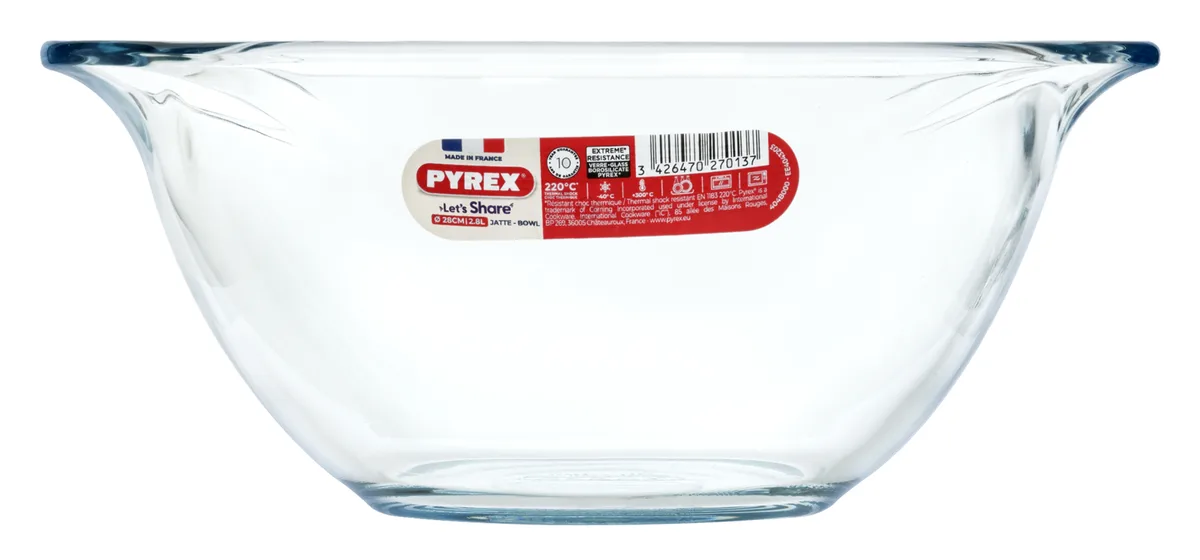 Миска Pyrex боросиликатное стекло 2,8 л 28 см прозрачная