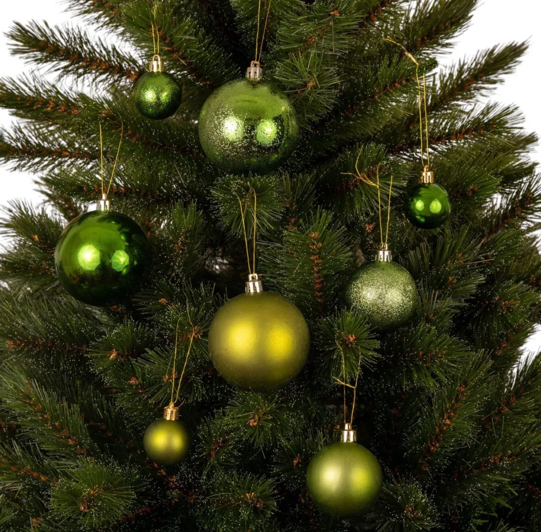 Елочные пластиковые шары Mica Decorations 46 шт 4 6 8 см зеленые