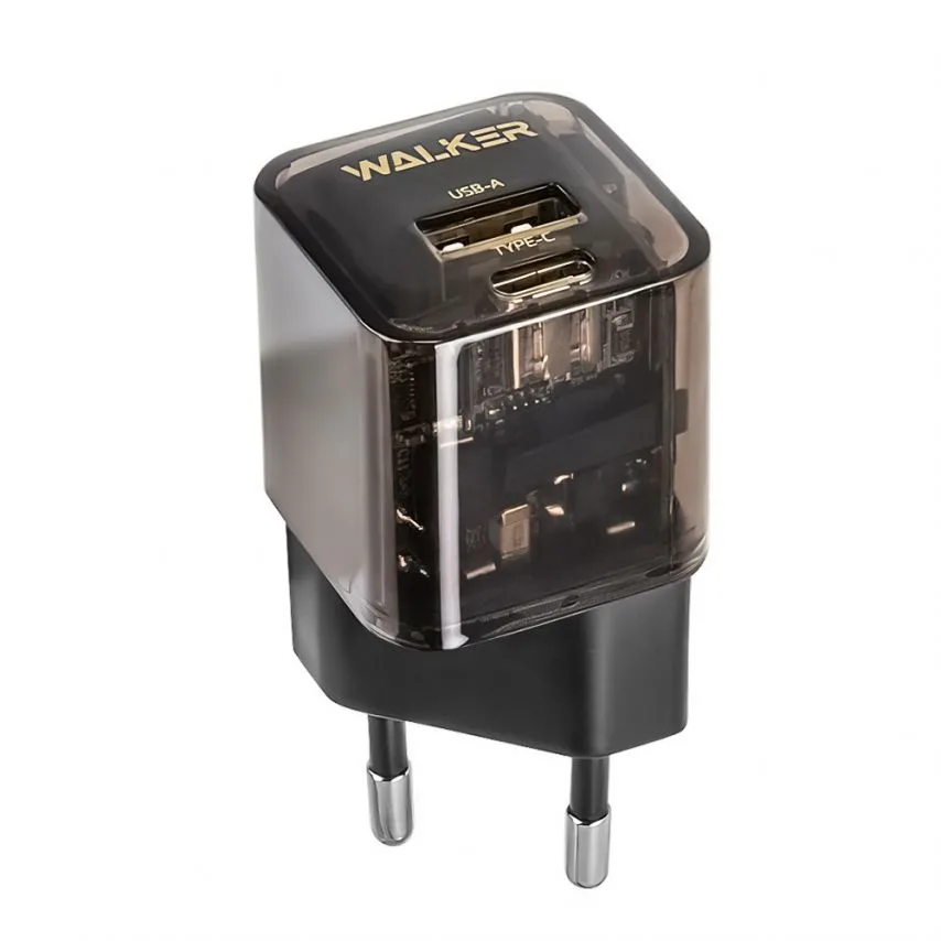Сетевой зарядное устройство WALKER PC 31,5х31,5х33 прозрачный 30W GaN