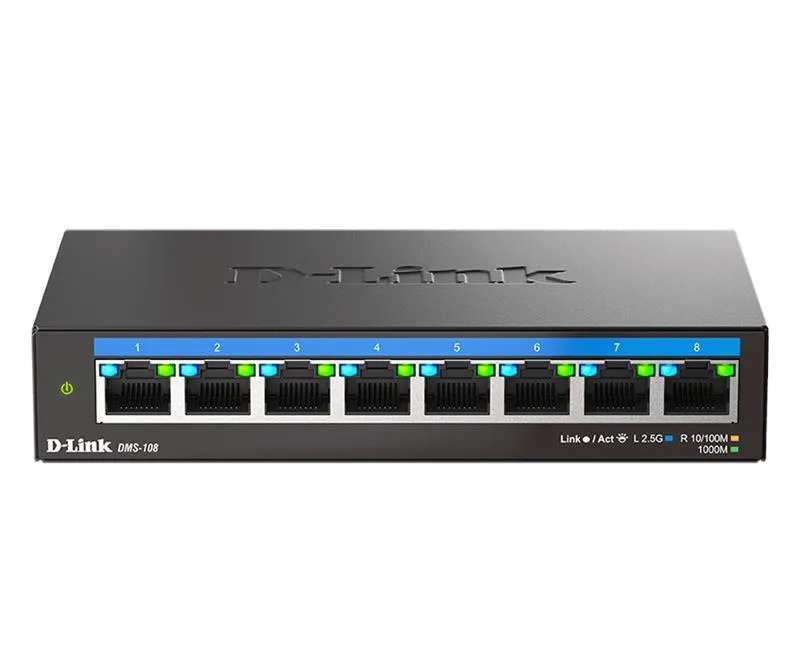 Коммутатор D-Link DMS-108 8x2.5GE, Некерованный