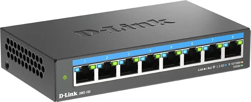 Коммутатор D-Link DMS-108 8x2.5GE, Некерованный