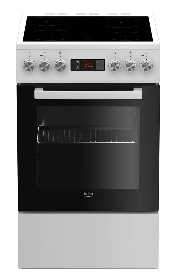 Електрична склокерамічна плита Beko, 60 л, 50x60 см, з дисплеєм та конвекцією, біла.