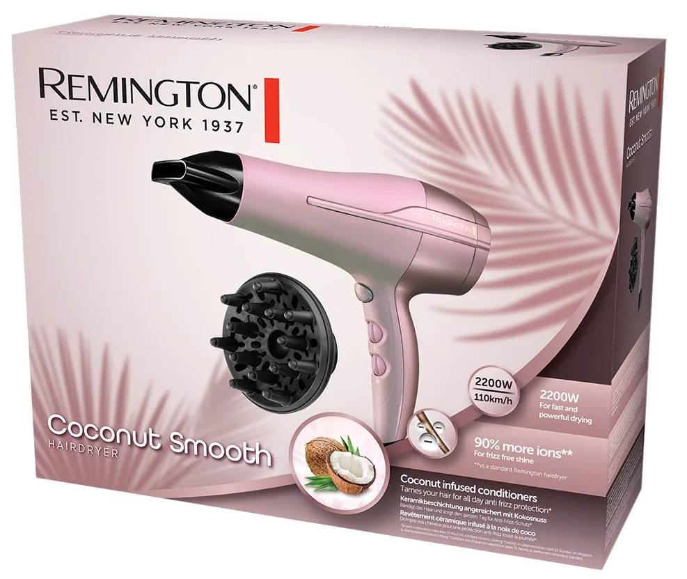 Фен Remington 2200 Вт іонне кондиціонування рожевий