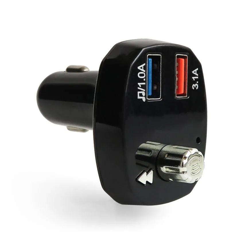 FM-трансмітер Bluetooth пластик чорний 4 порти 2 USB 3,1А