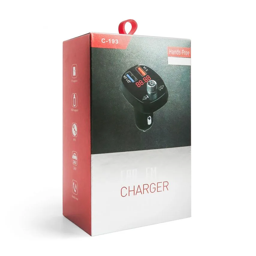 FM-трансмітер Bluetooth пластик чорний 4 порти 2 USB 3,1А