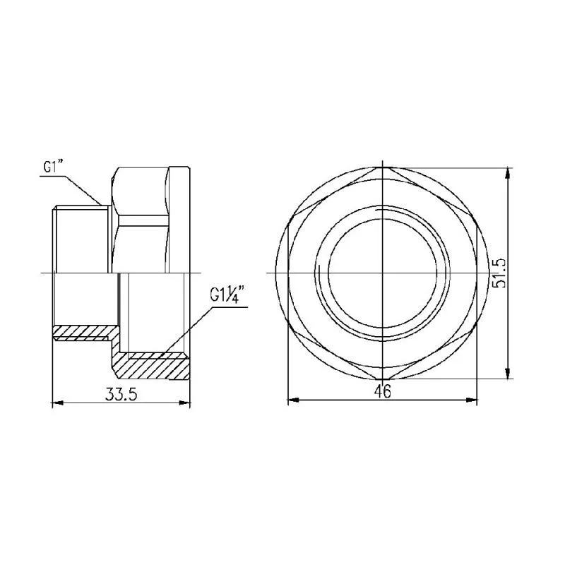 Перехідник 1 1/4"x1" латунь нікельований для трубопроводів Forte