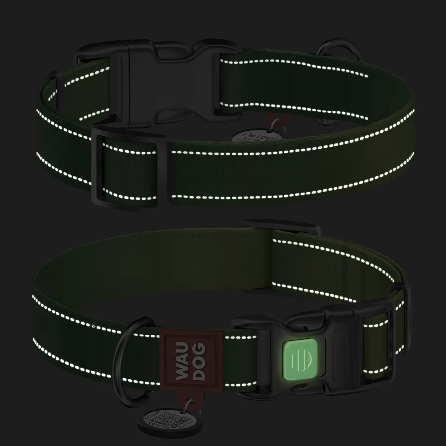 Нашийник WAUDOG Nylon Mono світловідбивний нейлоновий 25 мм 37-58 см салатовий