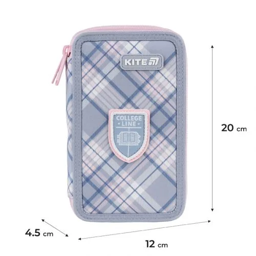 Пенал Kite 2 отд. без наполнения 2 отделения для девочек с резинками для канцелярии органайзер