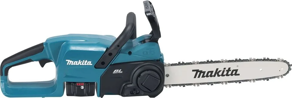 Акумуляторна ланцюгова пила Makita LXT DUC357RT 18В з акумулятором 1х1.5А·год, довжина шини 35 см, вага 4.2 кг.