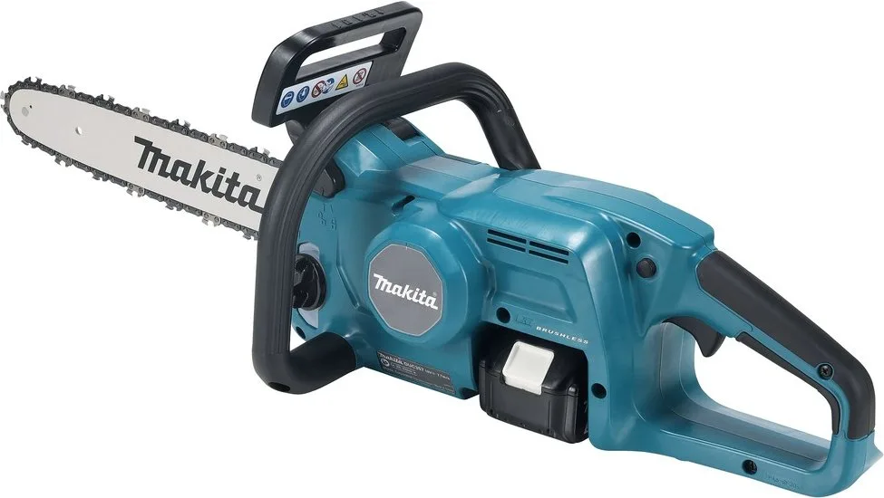 Акумуляторна ланцюгова пила Makita LXT DUC357RT 18В з акумулятором 1х1.5А·год, довжина шини 35 см, вага 4.2 кг.