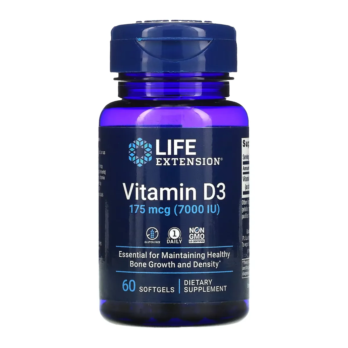 Вітамін D3 175 мкг Life Extension 60 м'яких капсул без ГМО