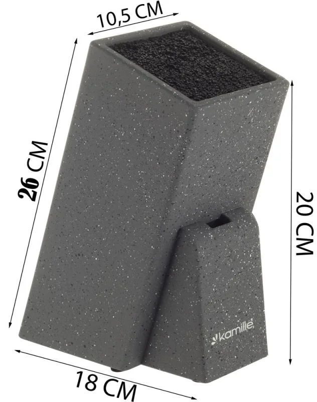 Підставка для ножів Kamille поліпропілен 10,5x10,5x26 см сіра граніт