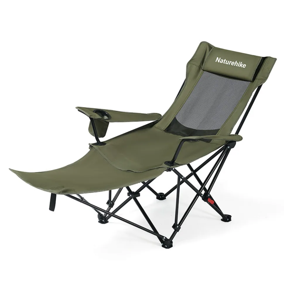 Кресло-шезлонг складное Naturehike сталь 147х78,5х82 см оливковое