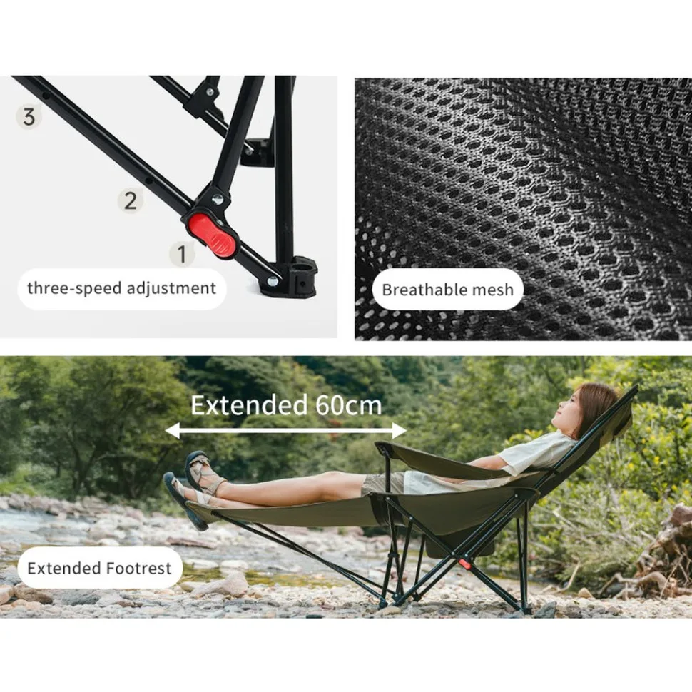 Кресло-шезлонг складное Naturehike сталь 147х78,5х82 см оливковое