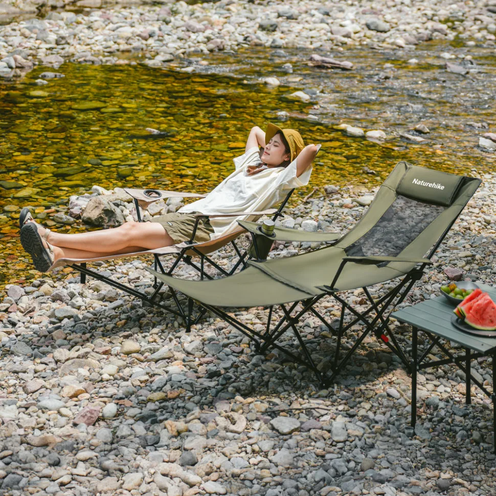Кресло-шезлонг складное Naturehike сталь 147х78,5х82 см оливковое