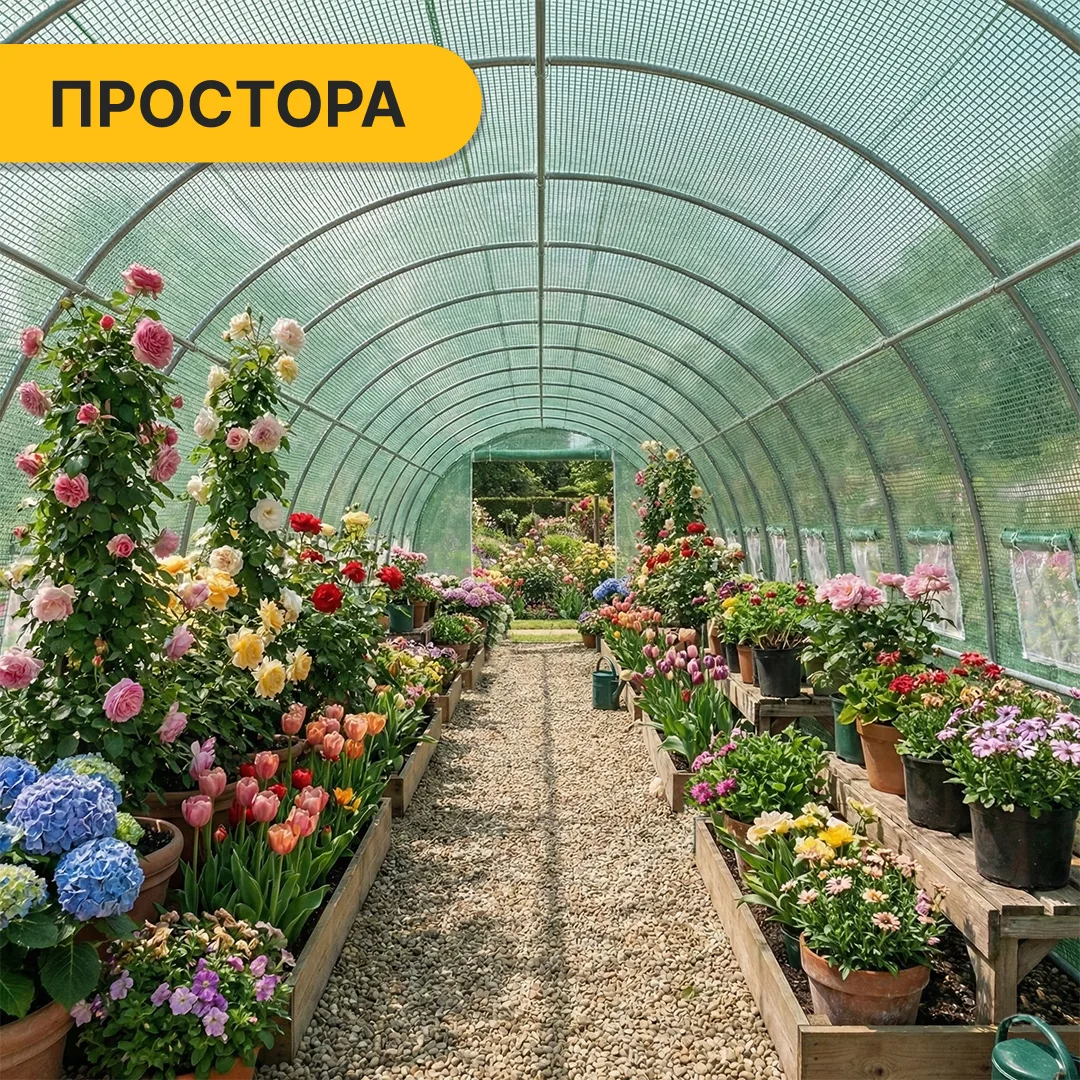 Усилена теплиця LEOBRO оцинкована сталь 36 м2 зелена