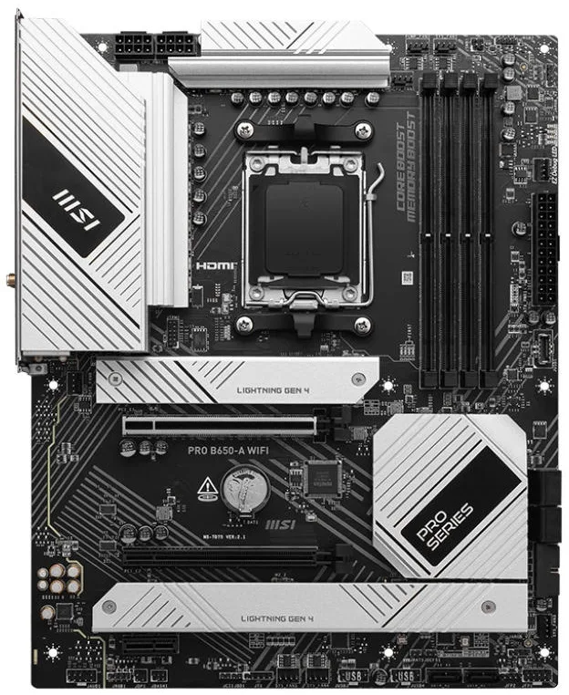 Материнcька плата MSI PRO B650-A WIFI sAM5 B650 4xDDR5 M.2 HDMI DP Wi-Fi BT ATX