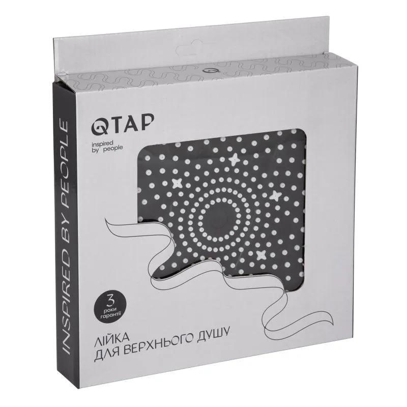 Лійка для верхнього душу Qtap Hlavova 230х230 мм ABS пластик чорна матова