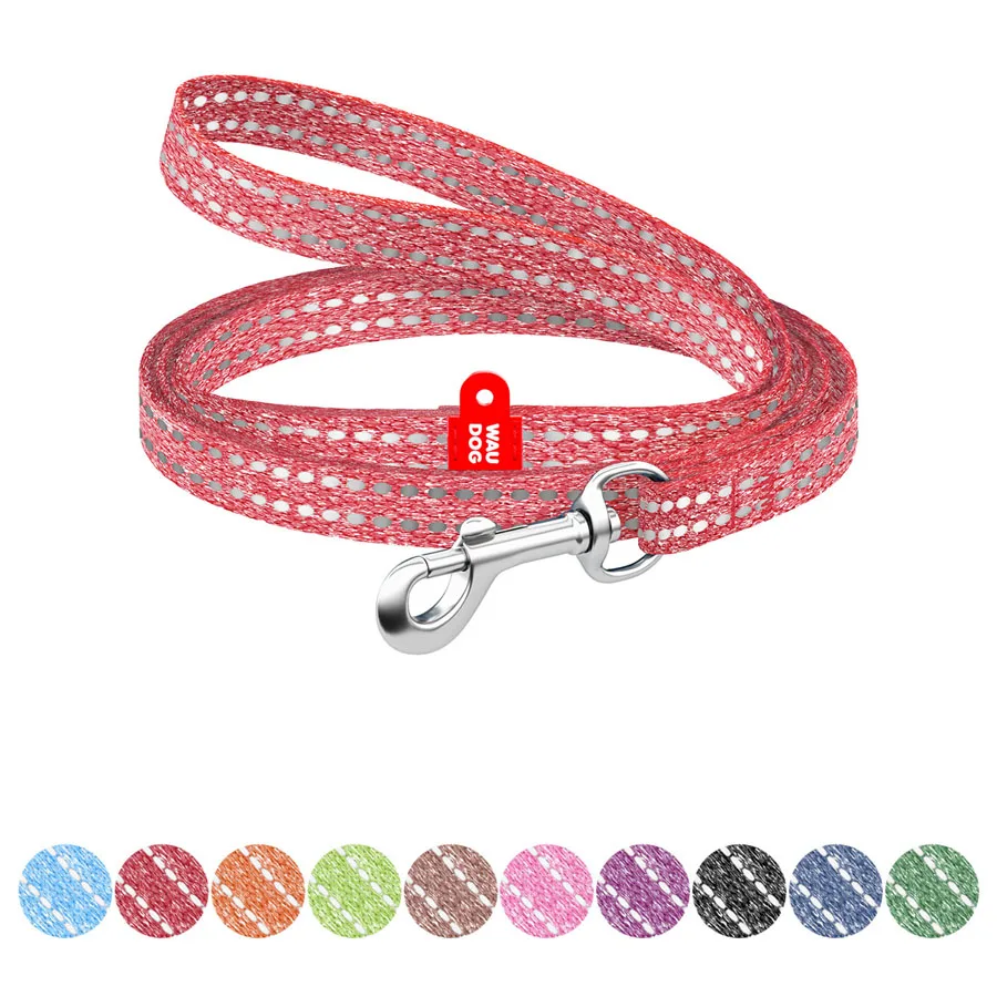 Поводок WAUDOG Re-cotton светоотражающий 10мм x 200см восстановленный хлопок красный XS