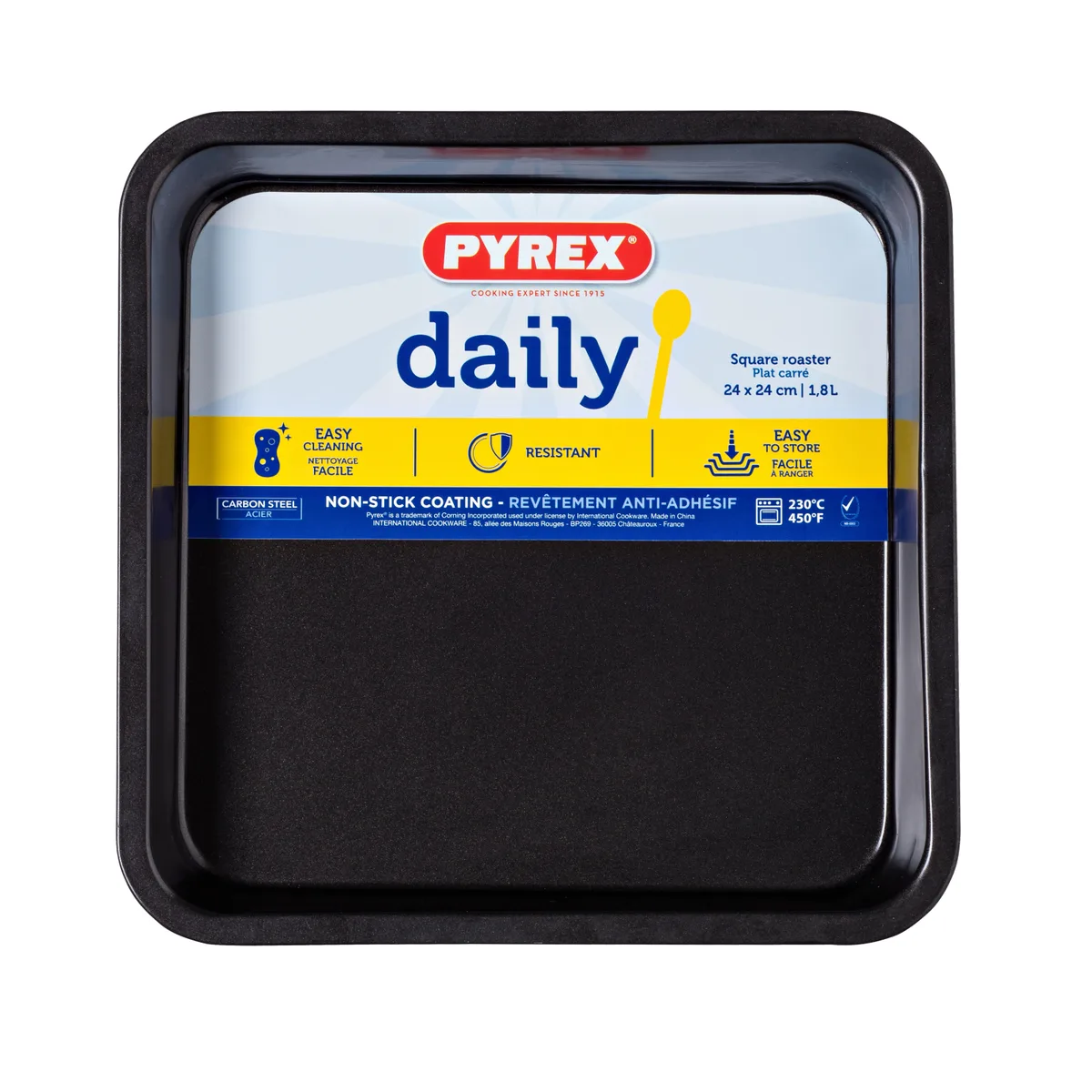 Форма Pyrex из углеродной стали 24х24 см квадратная антипригарная.