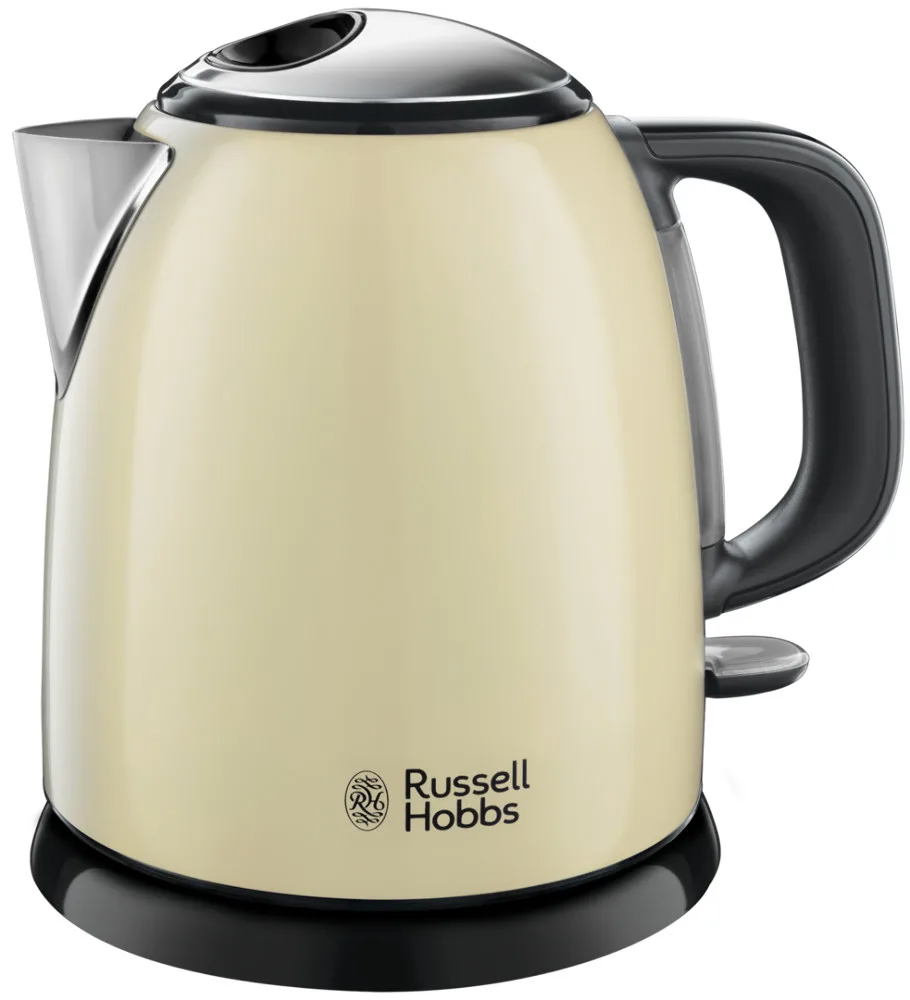 Електричний чайник Russell Hobbs Colours Plus Mini 1л, металевий, бежево-чорного кольору.
