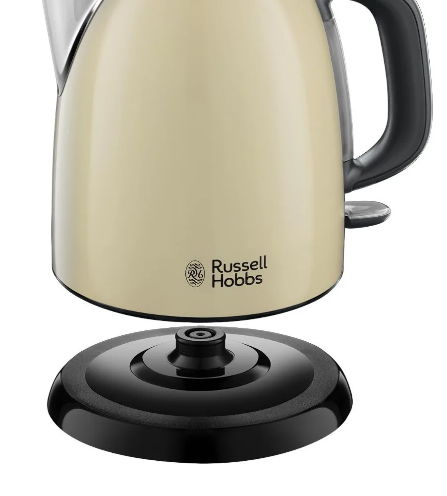 Електричний чайник Russell Hobbs Colours Plus Mini 1л, металевий, бежево-чорного кольору.