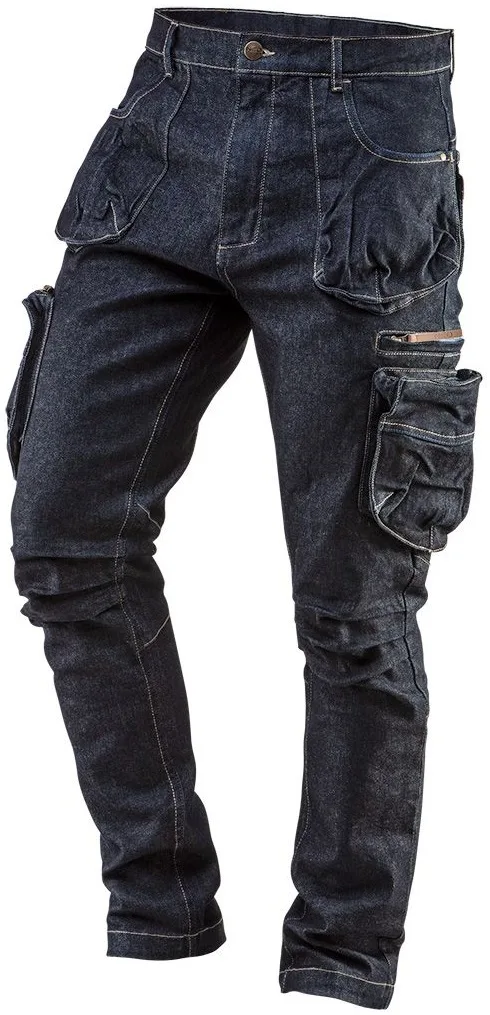 Штани для роботи Neo Tools Denim, 98% бавовна, 2% еластан, розмір L (52), темно-сині.