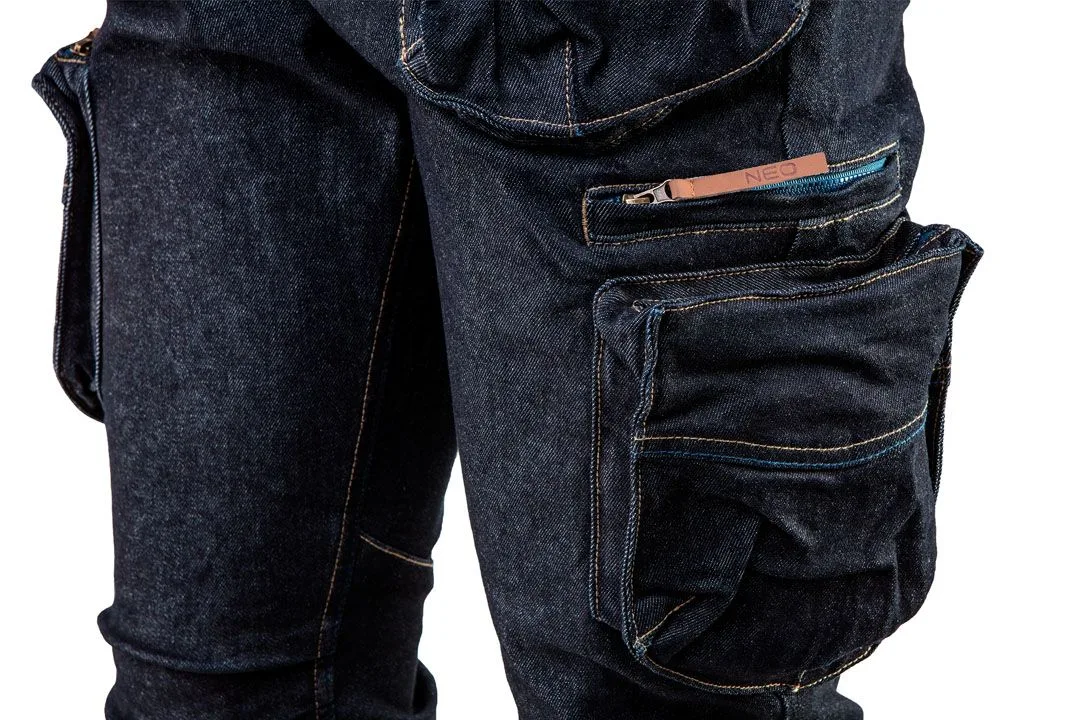Штани для роботи Neo Tools Denim, 98% бавовна, 2% еластан, розмір L (52), темно-сині.
