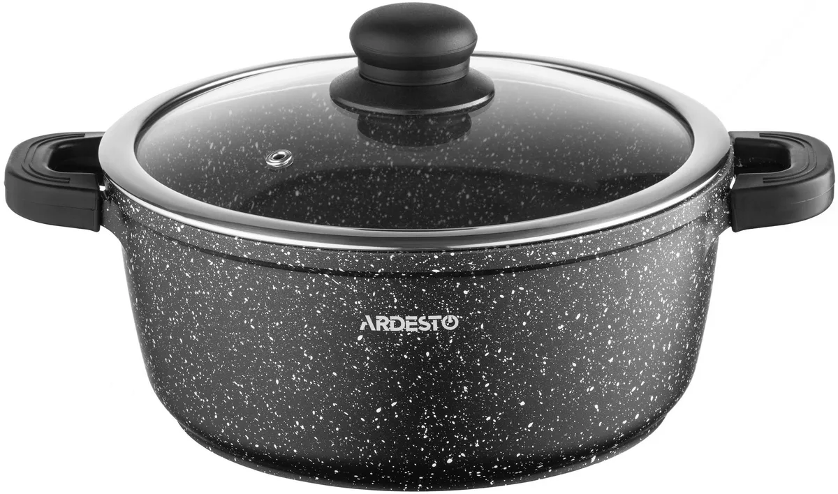 Каструля з прозорою кришкою ARDESTO Gemini Anzio, 3.1 л, алюміній, чорного кольору.
