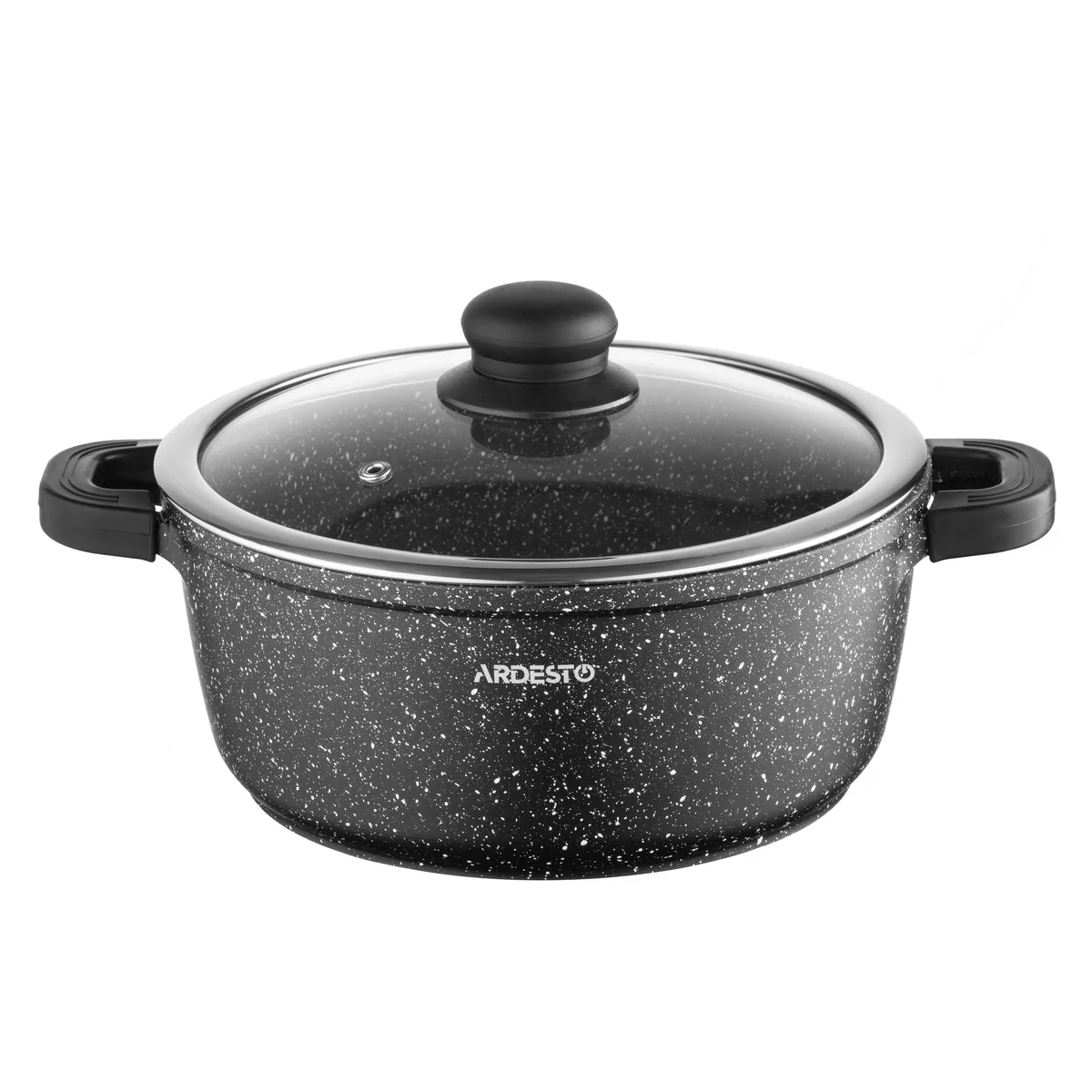 Каструля з прозорою кришкою ARDESTO Gemini Anzio, 3.1 л, алюміній, чорного кольору.