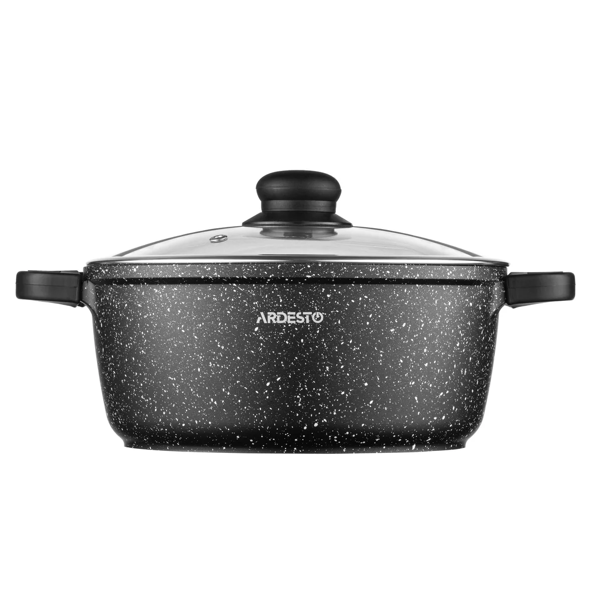 Каструля з прозорою кришкою ARDESTO Gemini Anzio, 3.1 л, алюміній, чорного кольору.