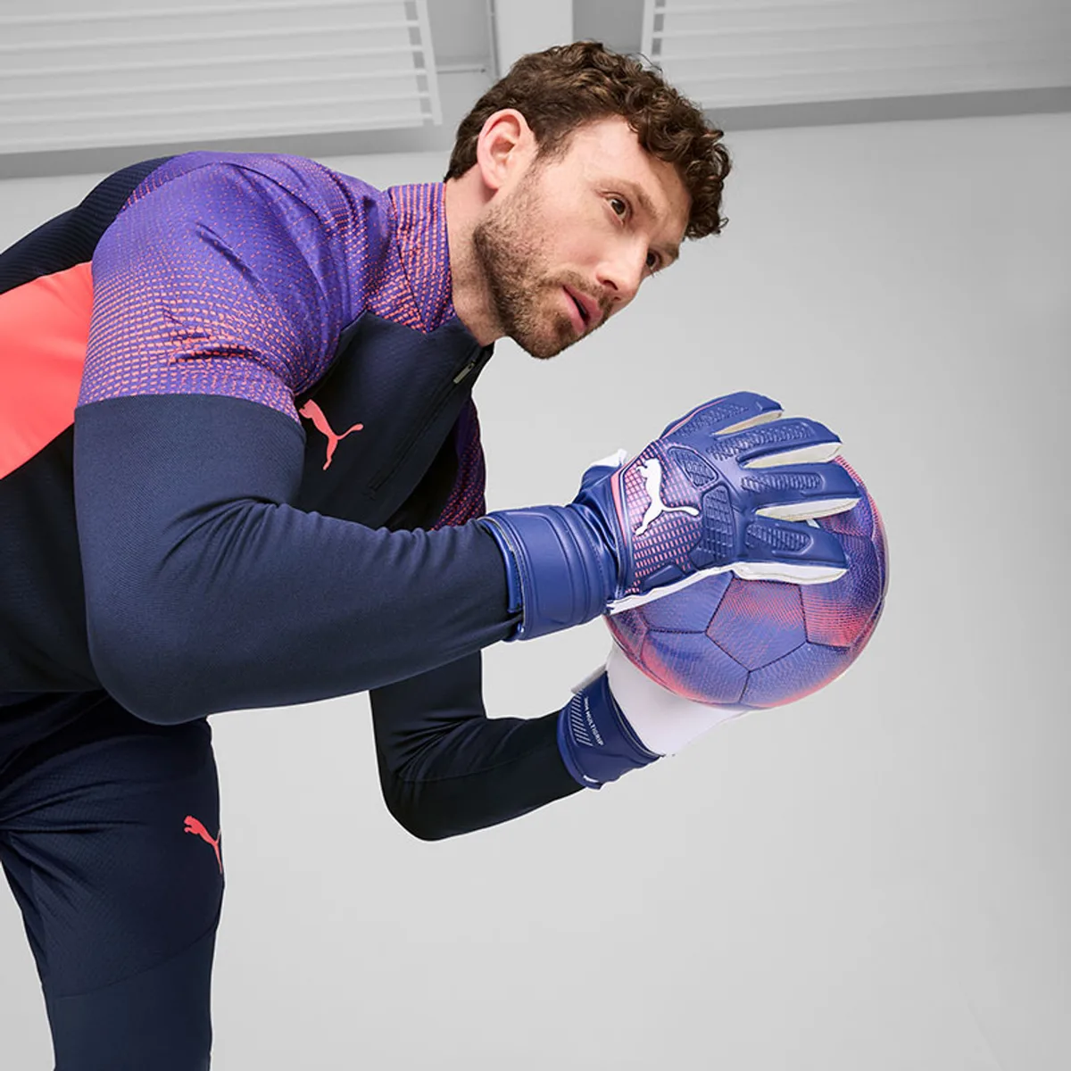 Воротарські рукавиці Puma латекс 9 синій білий