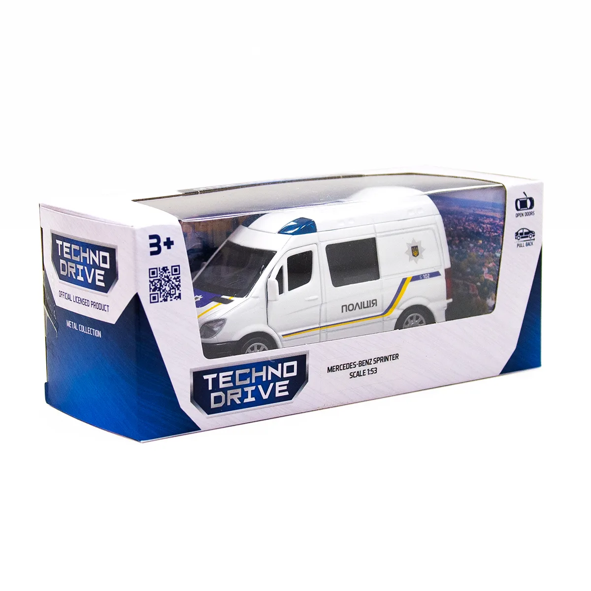 Автомодель TechnoDrive метал 11,5х4,8х5,5 см Поліція