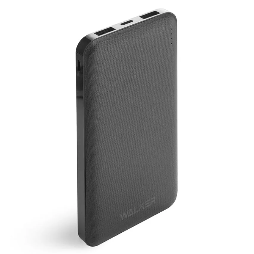 Power Bank WALKER Li-polymer 10000mAh 135x68x15 мм Чорний