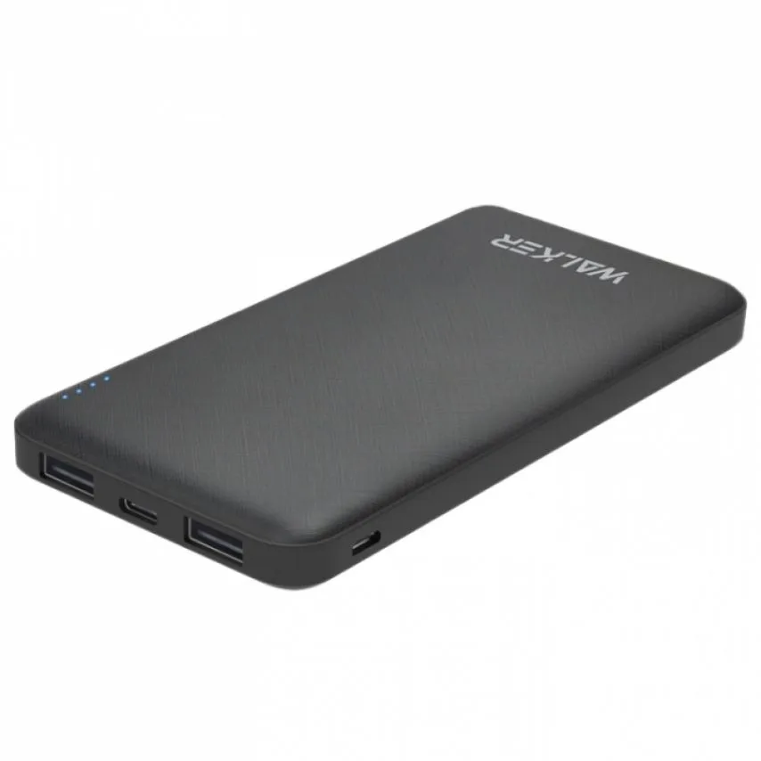 Power Bank WALKER Li-polymer 10000mAh 135x68x15 мм Чорний