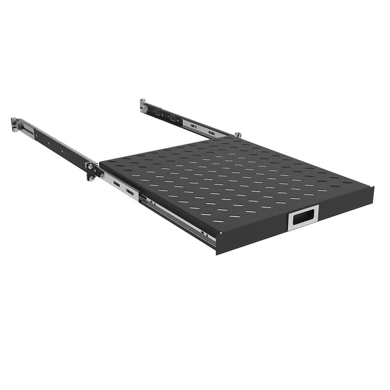 Полка ZPAS 19", 1U, выдвижная, глубиной 350-450 мм, черная.