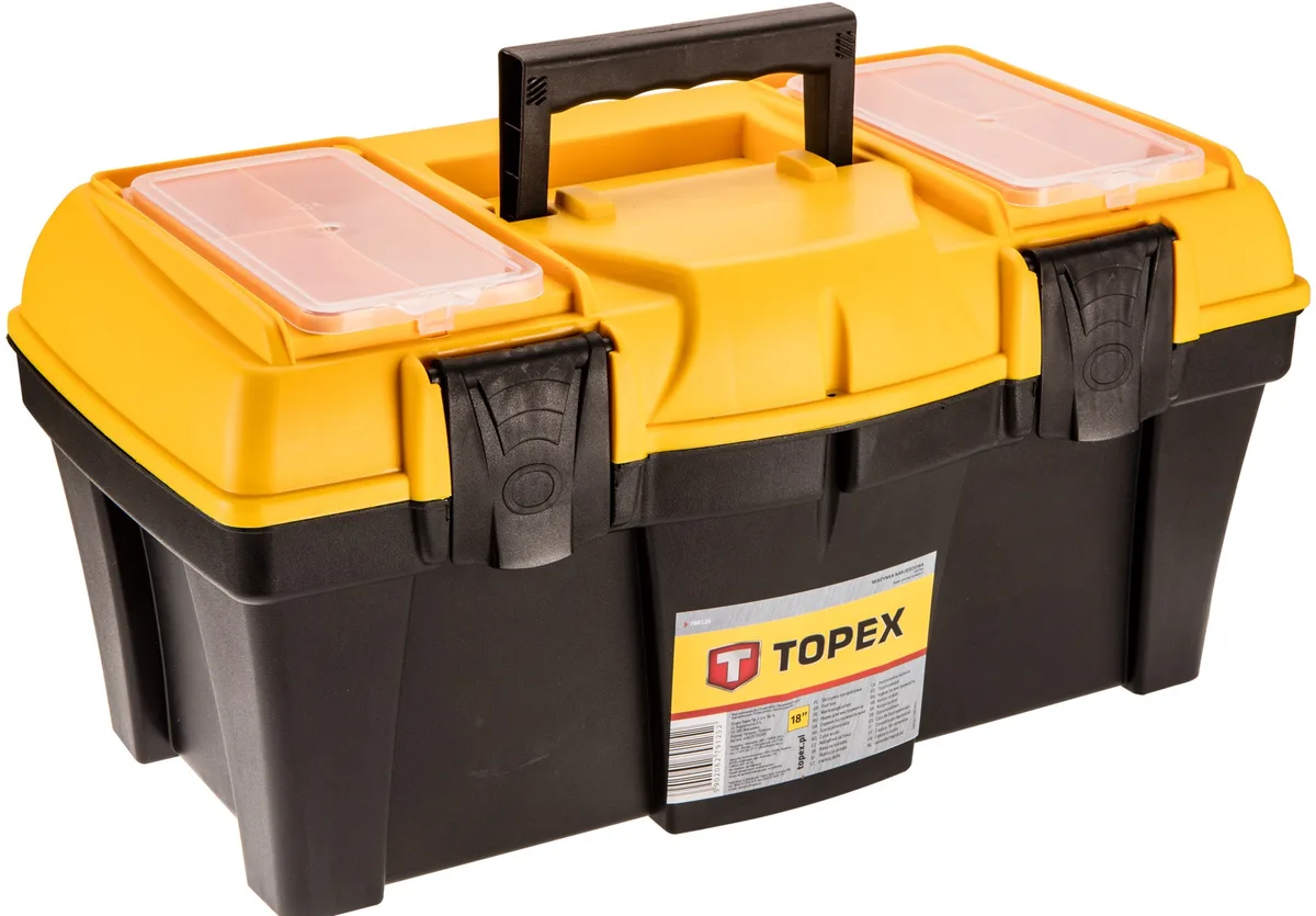 Ящик для інструментів TOPEX, 18", органайзер у кришці, 22х44х22 см, пластиковий.