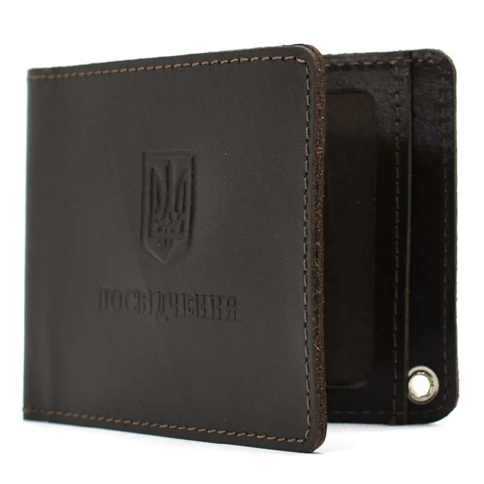 Кожна обкладинка на посвідчення Limary коричнева унісекс натуральна шкіра для документів та карт.