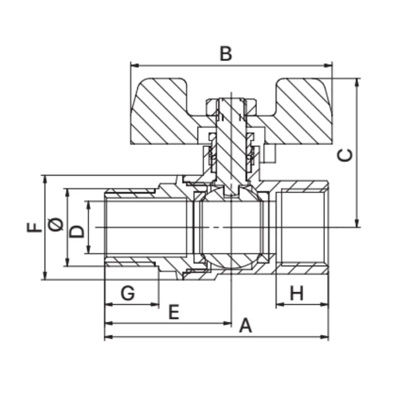Кран шаровый Europroduct латунь 1/2 дюйм желтый бабочка