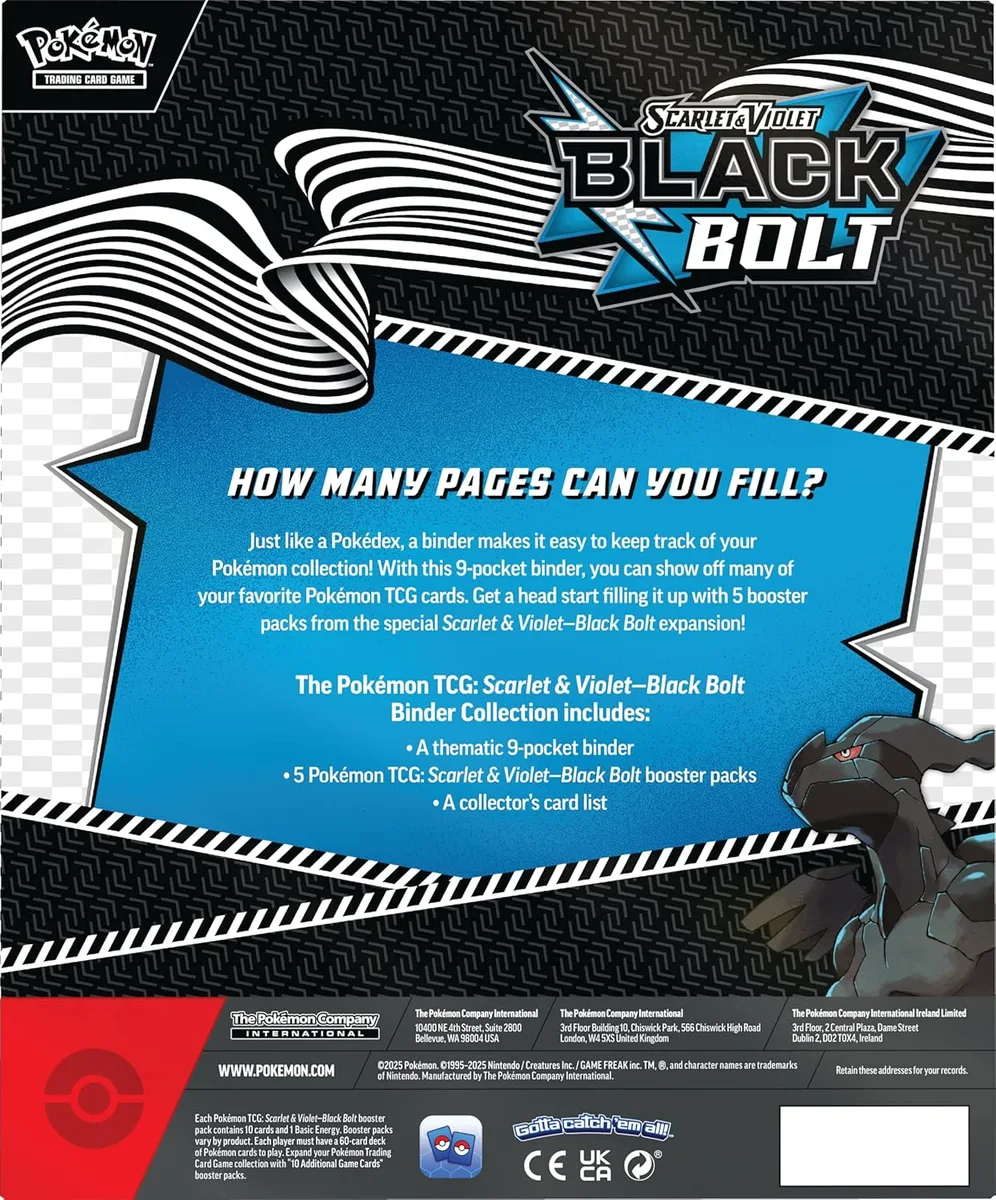 Колекційна карткова гра Pokemon: Black Bolt - Binder Collection SV10.5