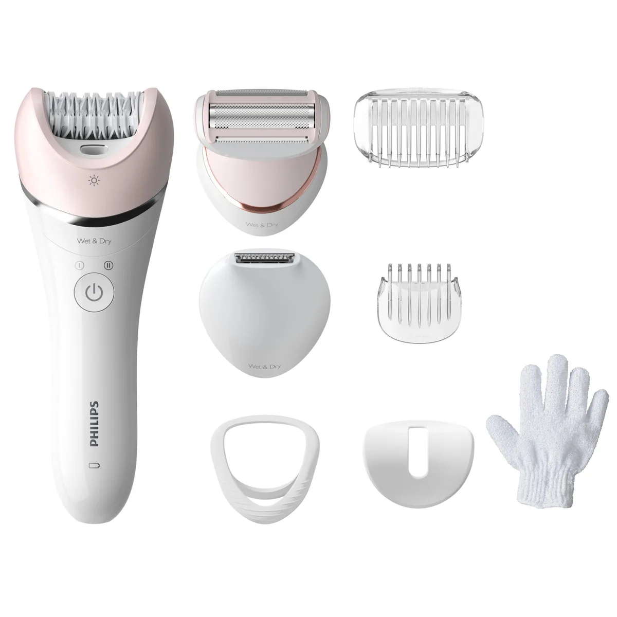 Епілятор Philips 8000 серії, дисковий, акумуляторний, з пінцетом, 32 пінцети, вологозахищений, для сухого та вологого використання